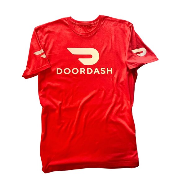 Reflective DoorDash Tshirt Food Delivery Driver (Red Black Dash T-shirt) - Picture 10 of 12